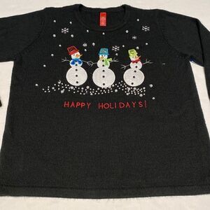 Snowman holiday sweater embellished with pearls size 12-14